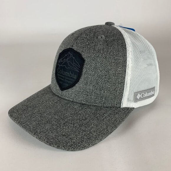 Columbia Sportswear Mens Gray White Snapback Trucker Hat New - Picture 1 of 5